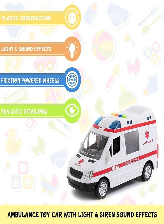 Arthasya Ambulance Toy Car with Light & Siren Sound Effects - Friction Powered Wheels & LED Lights - Heavy Duty Plastic Rescue Vehicle Toy for Kids & Childrens - Image 3